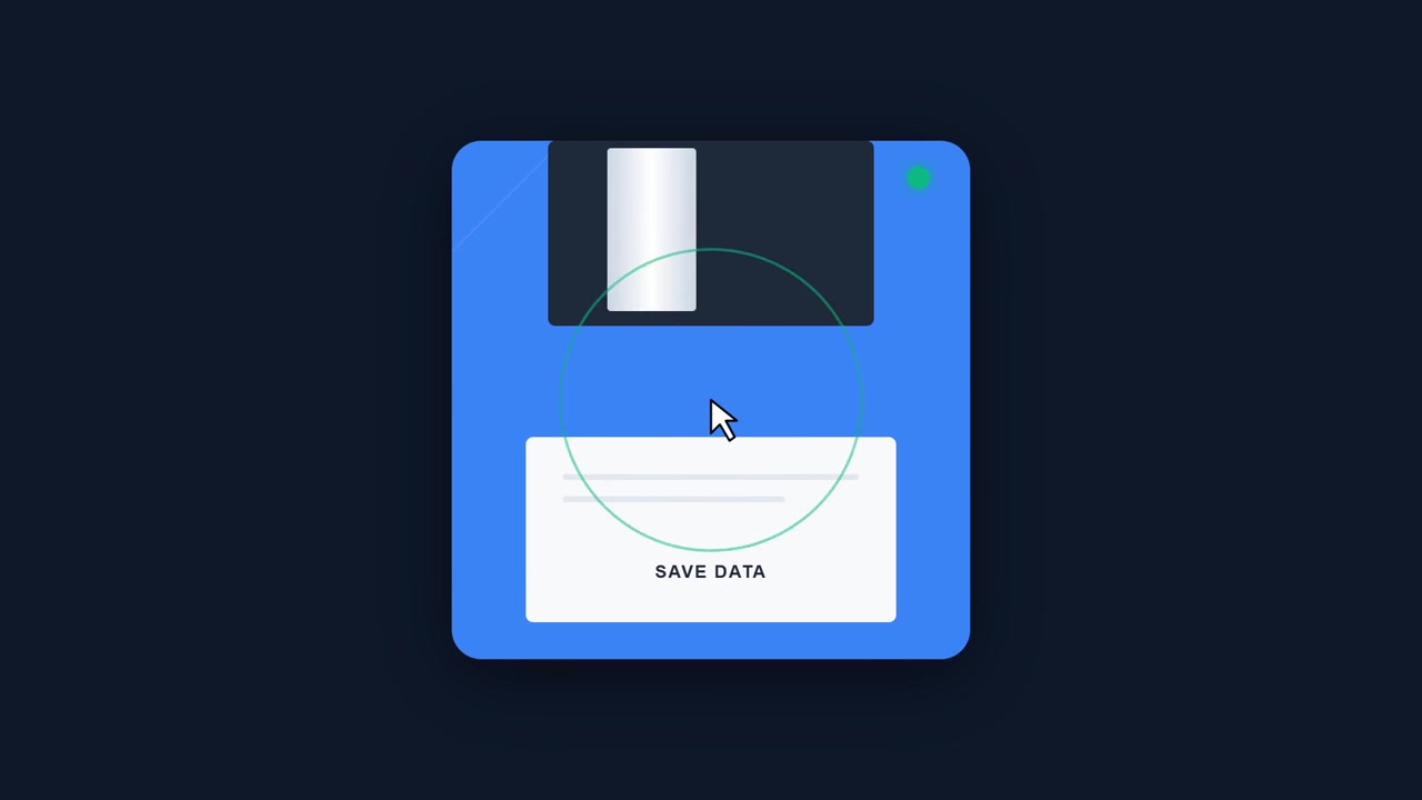 Digital Animation of a Floppy Disk Saving Data