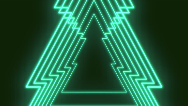 A neon sign displaying "ImageContent" in green and blue lights, forming a triangle shape against a black background. The vibrant lights create a visually striking and captivating display