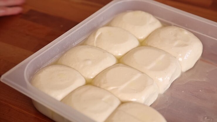 Fresh Mozzarella Cheese Balls Stored in Brine