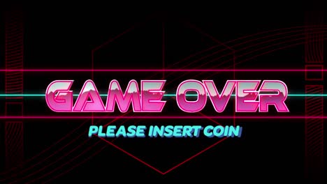 animation of game over text over light trails on black background