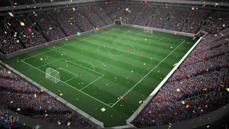 animación de confeti cayendo sobre el estadio deportivo