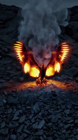 fiery phoenix arose from volcanic ashes