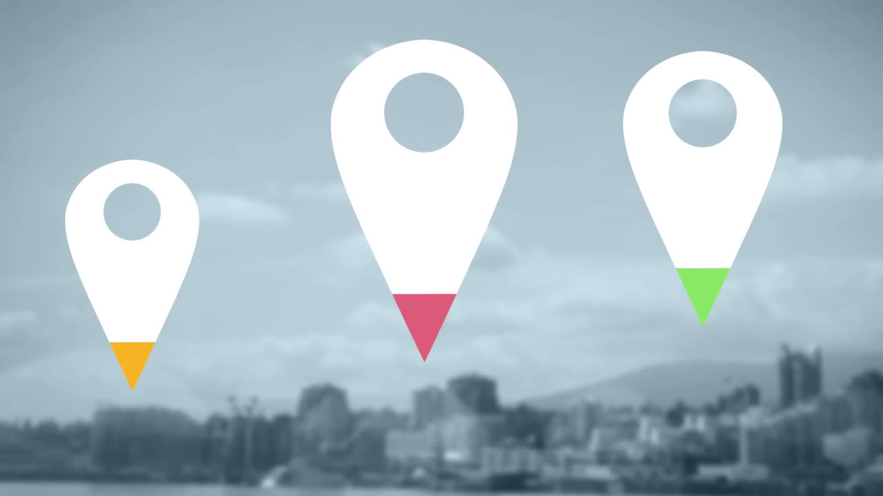 pines de ubicación sobre el paisaje urbano