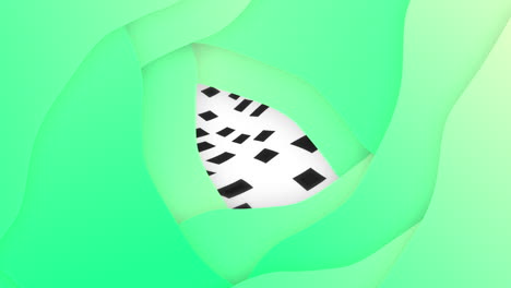 animación de formas sobre un fondo en movimiento en blanco y negro.