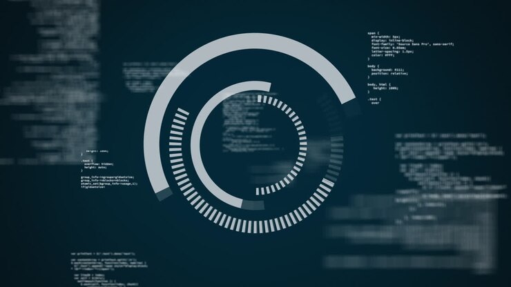 Animation of scope scanning and financial data processing on black background