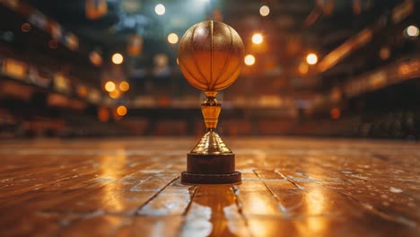 basketball trophy on court