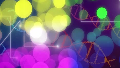 Animation-of-dots-appearing-over-navy-digital-space-with-dna
