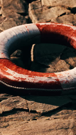 old life preserver on the ground