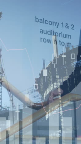 animación del procesamiento de datos financieros sobre una mujer de negocios caucásica