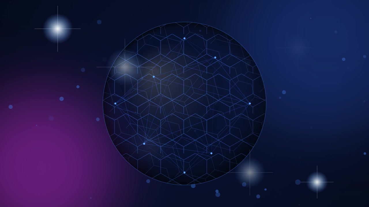 Abstract Digital Sphere with Glowing Hexagonal Network in Space