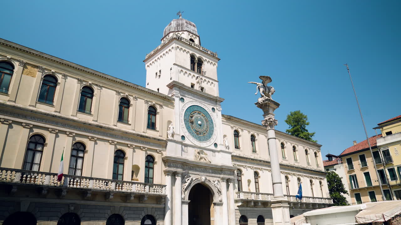 Torre dell'Orologio Clock Tower In The Piazza Dei Signori In Padova, Province Of Padua, Italy. Wide Shot
