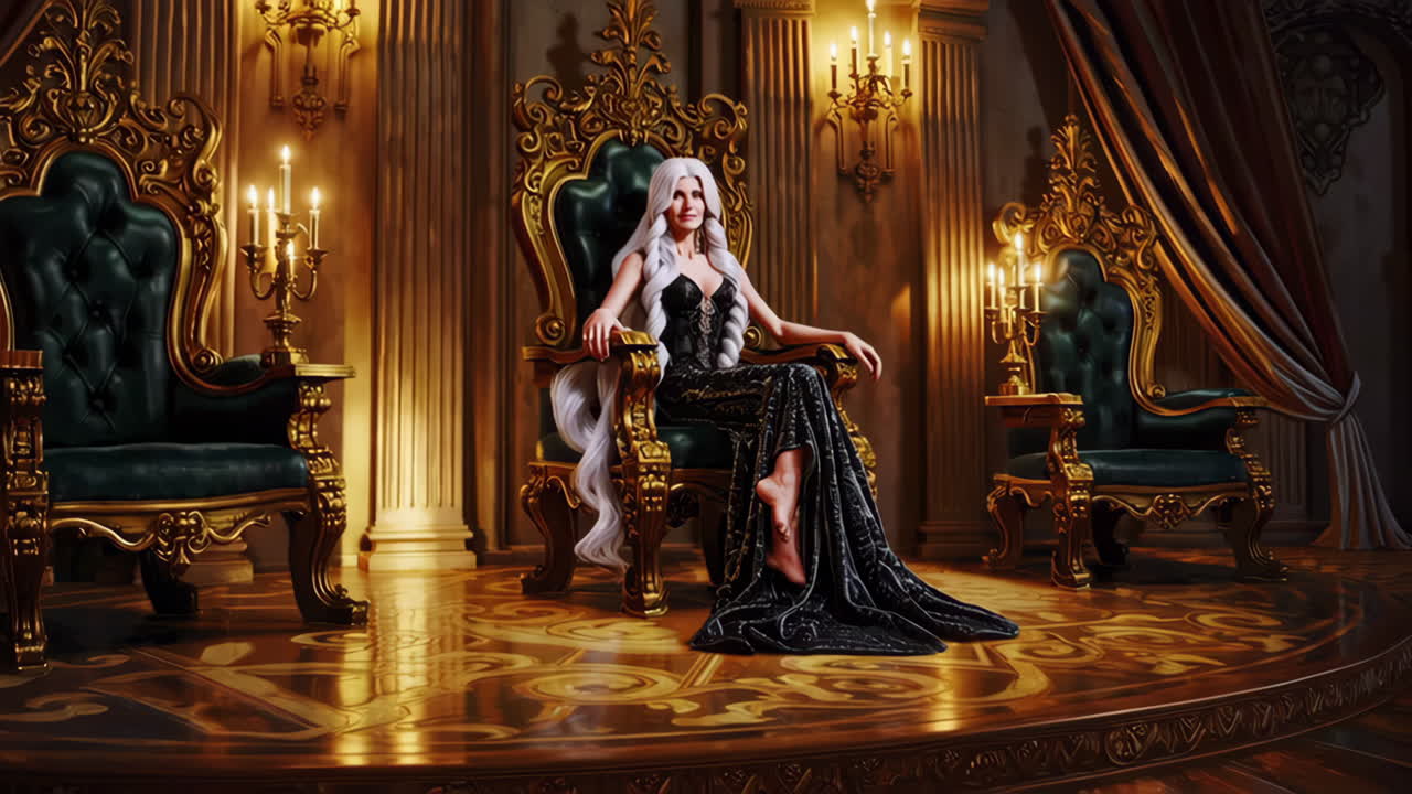 Woman in a Royal Throne Room