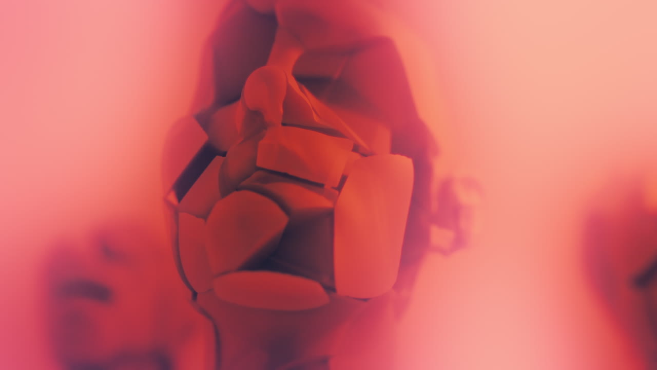 A Destroyed android head on a spike on the neon pink background