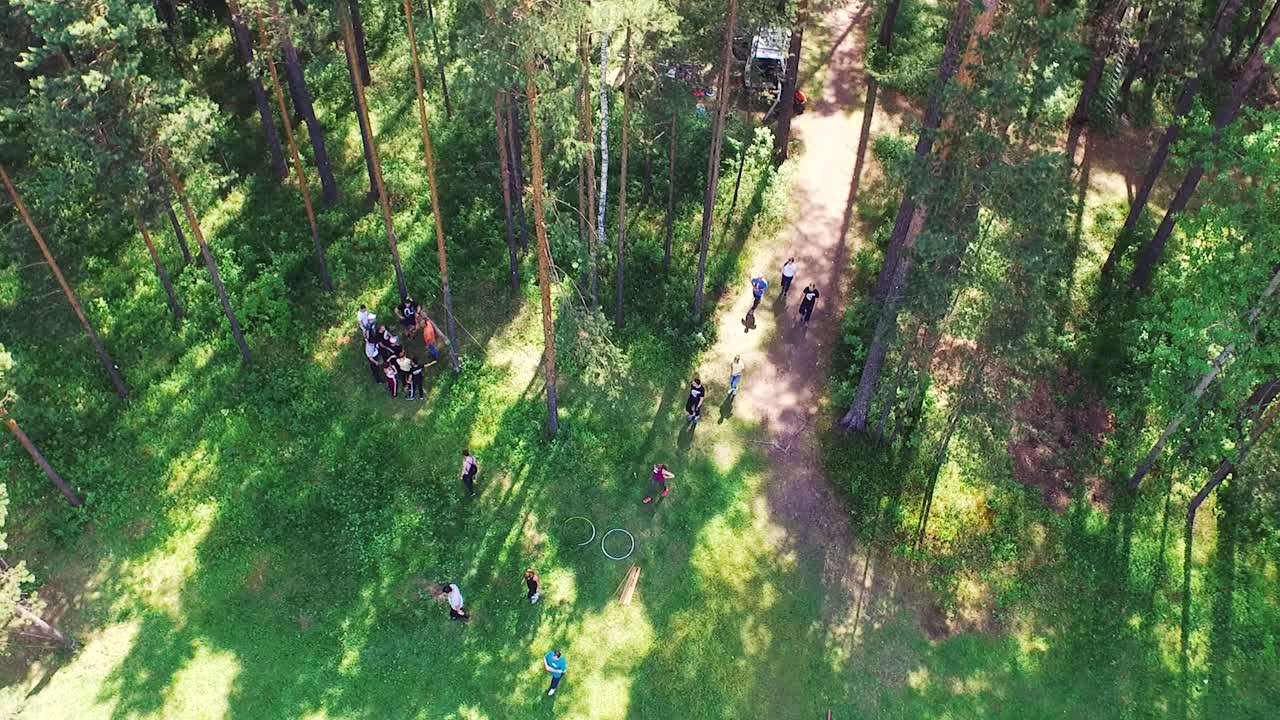 숲에서 집단 레크리에이션