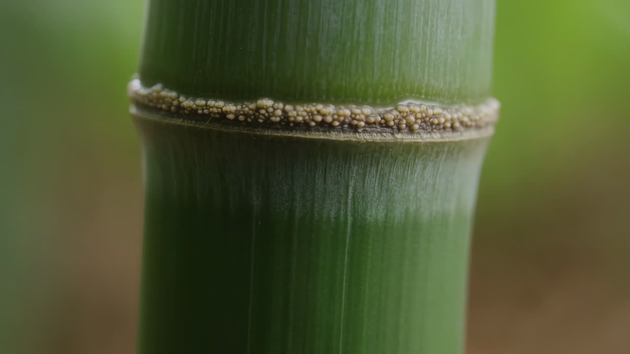 Close-up of a Green Bamboo Stalk Node