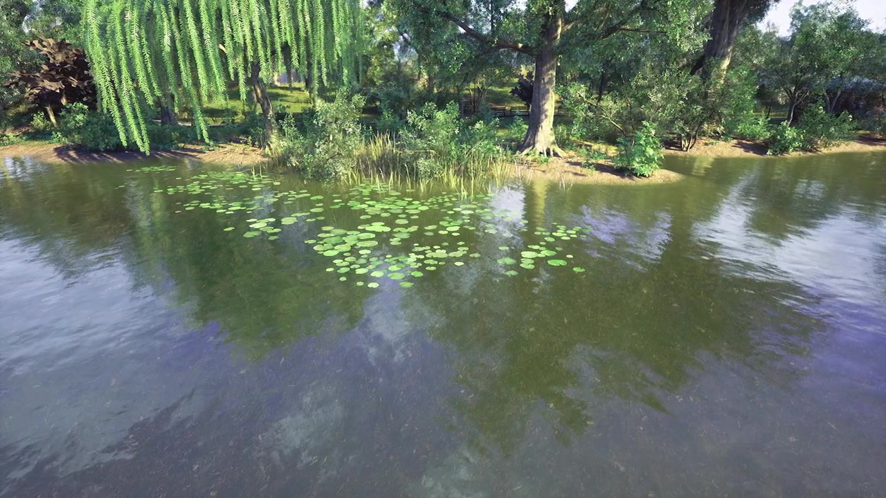 平和な雰囲気と詳細な質感を持つ、光に照らされた睡蓮