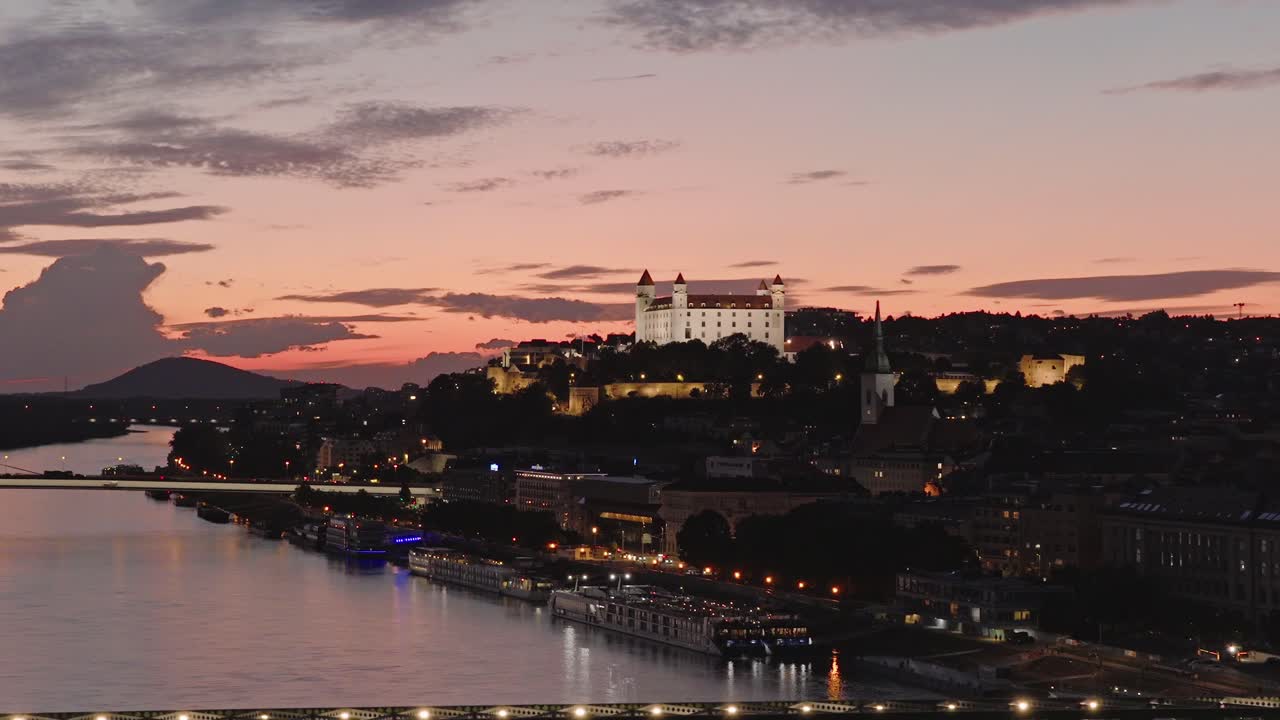 Bratislava cityscape at sunset
