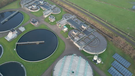 aerial of aeration tank at small sewage water treatment plant