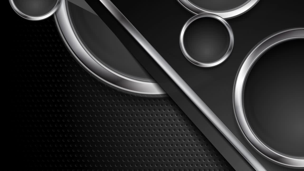 은색 금속 줄무와 원은 어두운 구이 린 배경 비디오 애니메이션