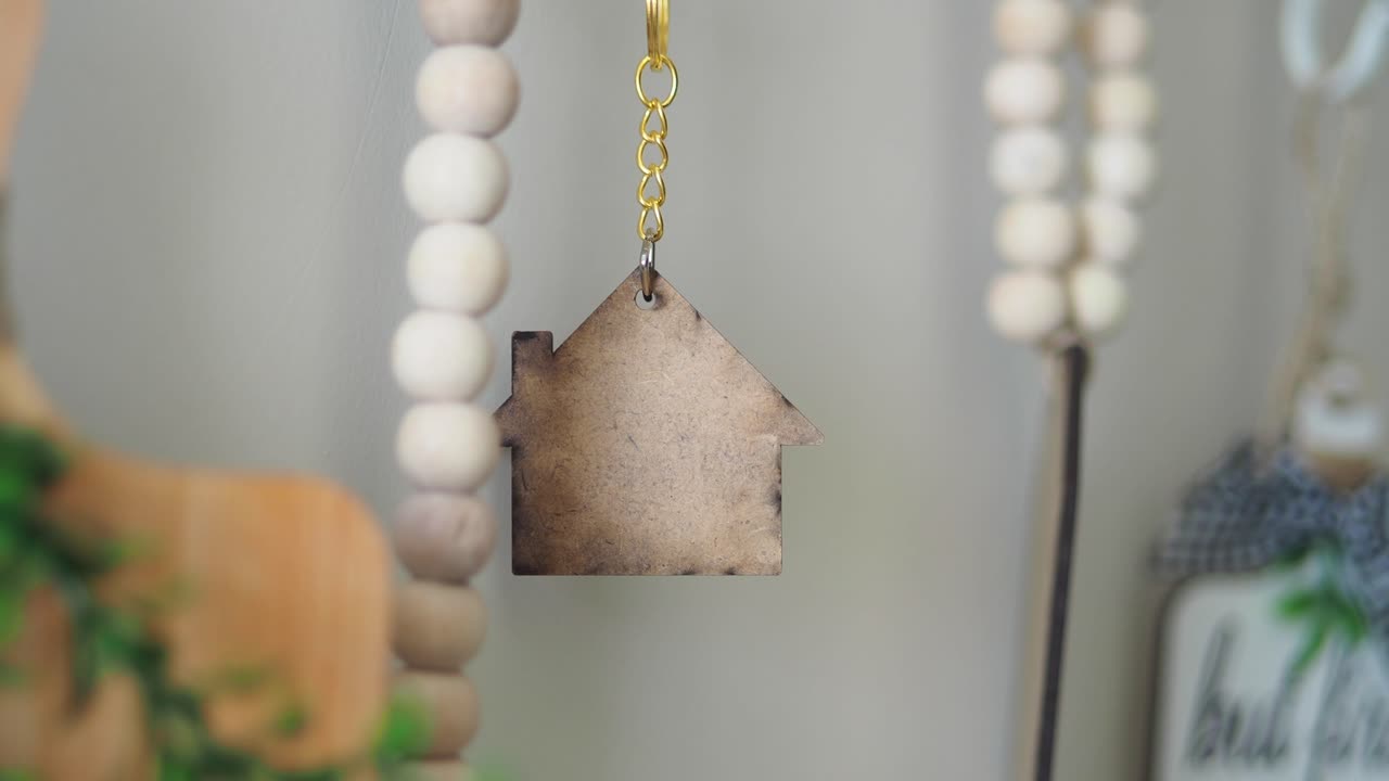 Home Decor with Wooden House Keychain
