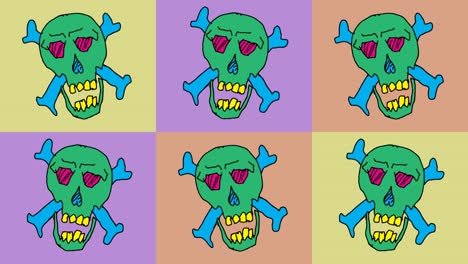 kids drawing pop art seamless background with theme of skull