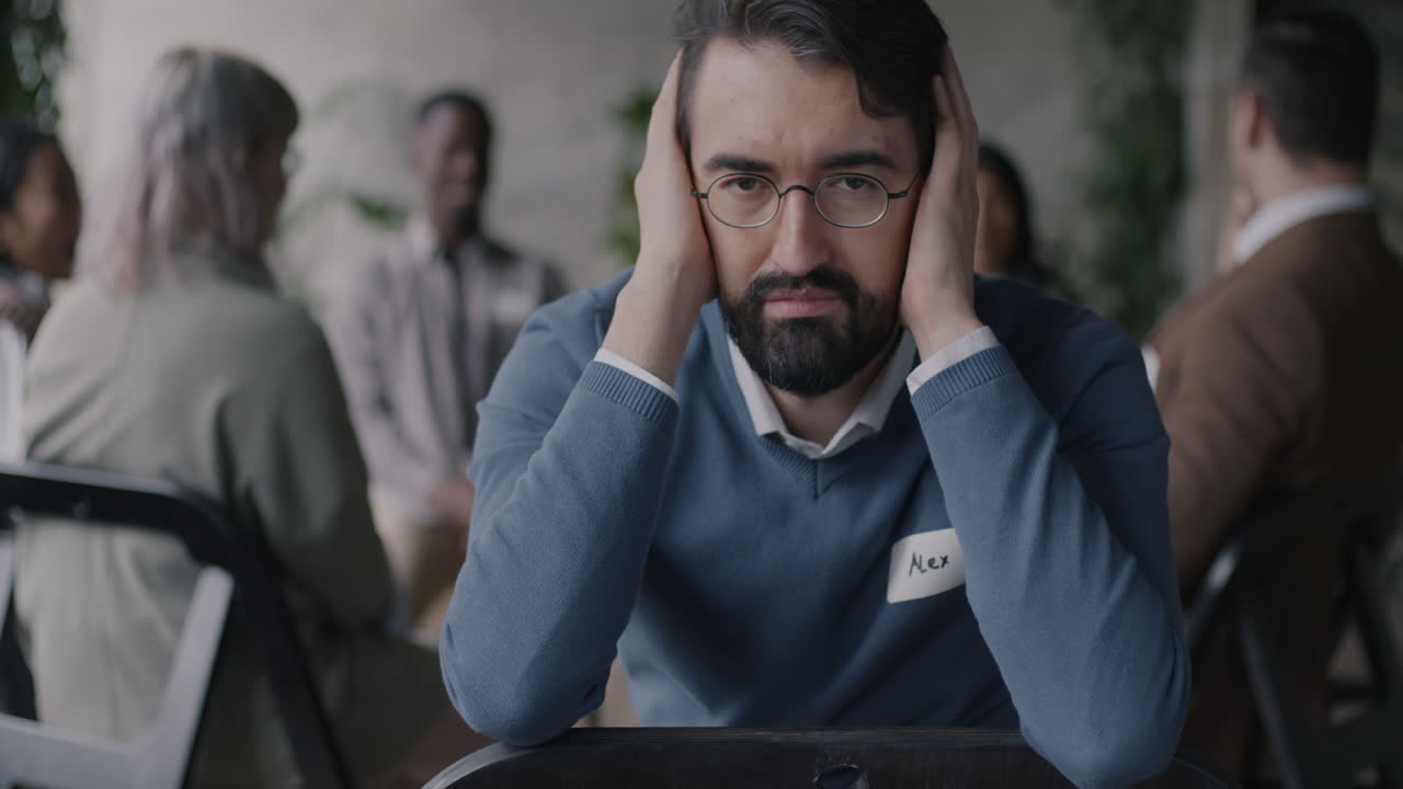 Man in Group Therapy Session