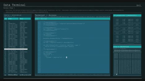 animación del procesamiento de datos en pantallas de computadora azules