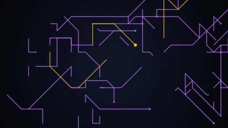 Abstract Digital Network Lines Moving on Dark Background