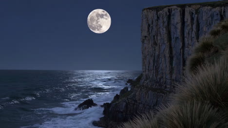 moonlit coastline cliffside