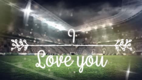 animation of love you text and shapes over sports stadium