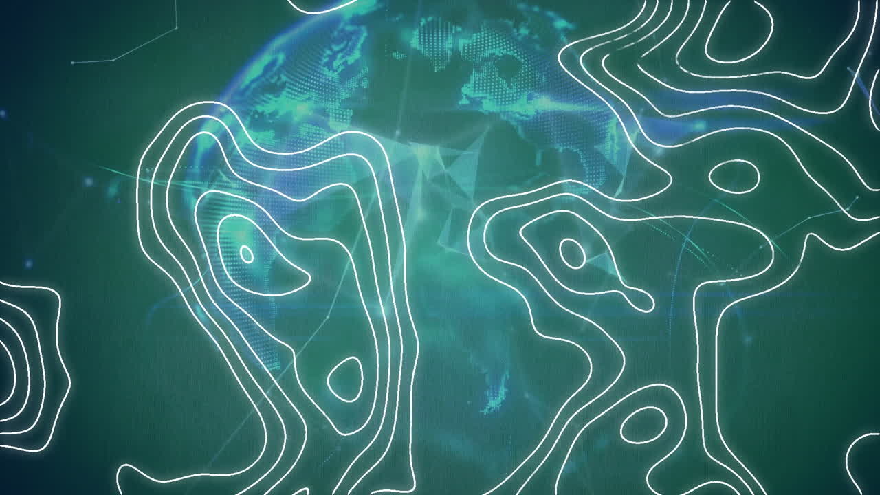 animación de formas que se mueven sobre el globo