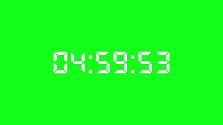 Digital Countdown Timer on Green Screen