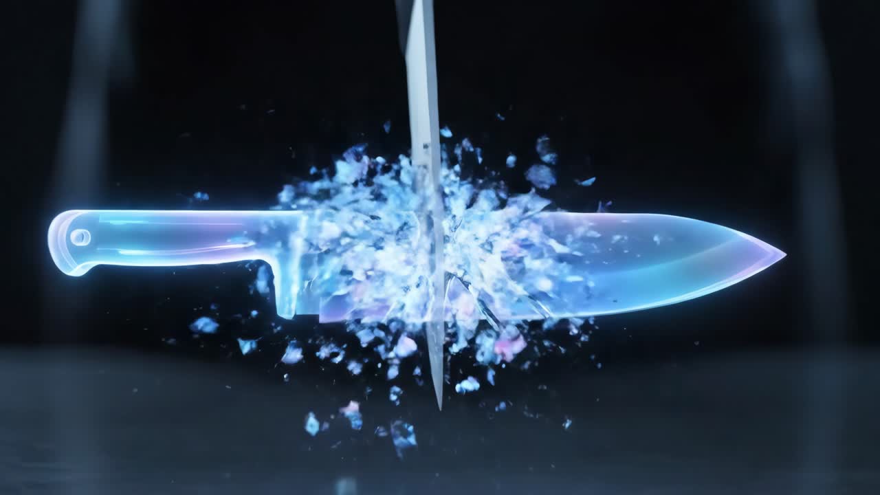Knife Cutting Through Glass