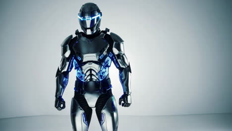 futuristic robot with glowing blue circuits