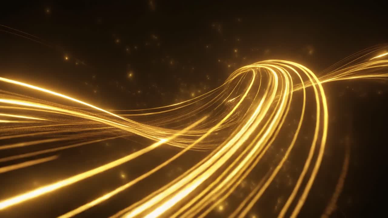 Dynamic Golden Light Trails Flowing in Abstract Digital Space | Premium ...