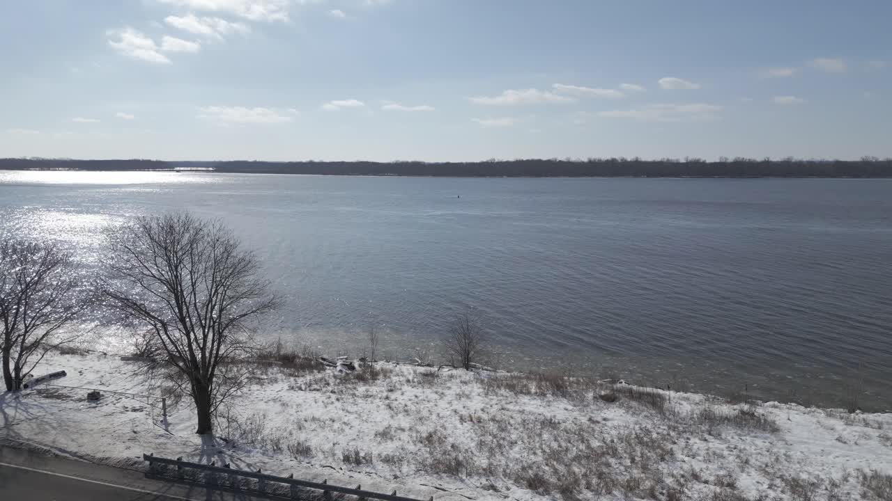 Rise over Mississippi River on Great River Road in Alton, Illinois