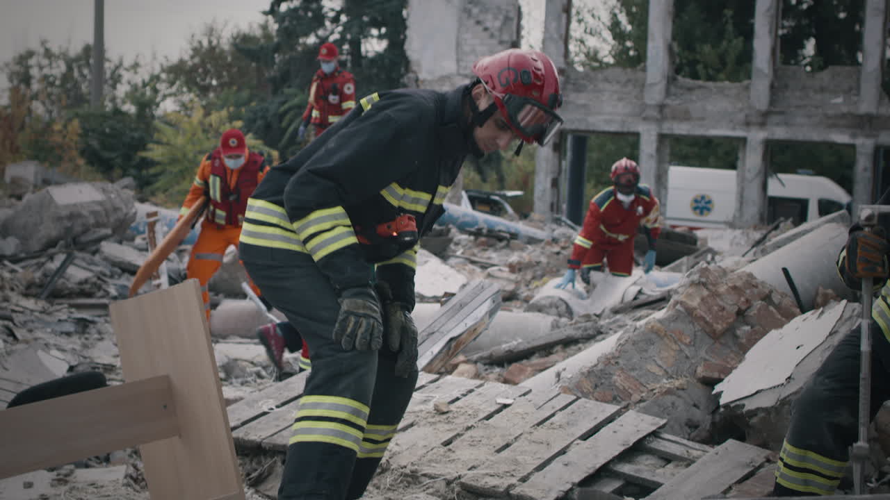 Rescue Workers at a Disaster Site