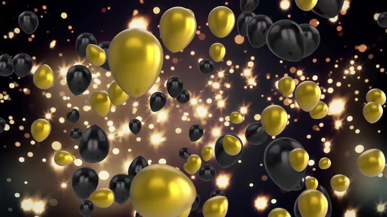 globos flotantes y estrellas brillantes