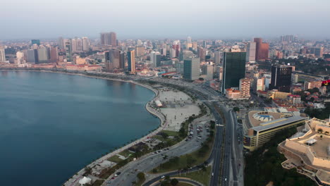 traveling front, luanda city, golden hour flying over luanda bay, africa #2