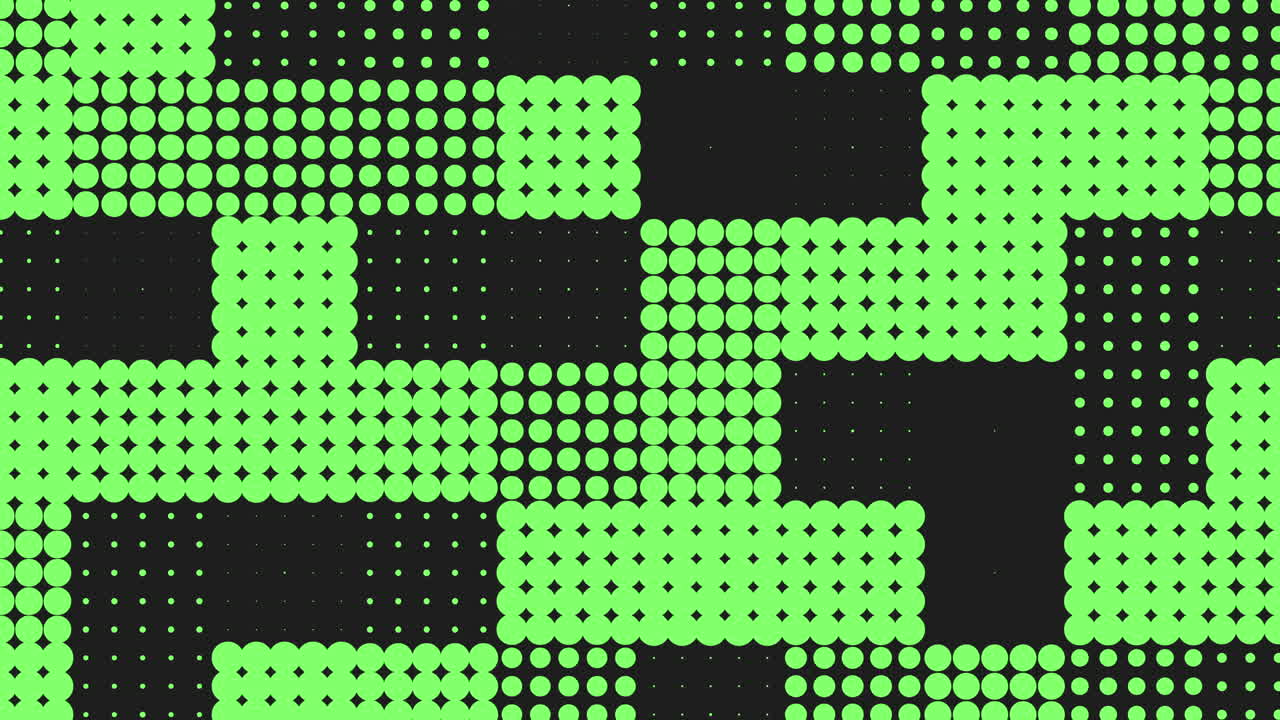 Symmetric grid interlocking black and green dots pattern
