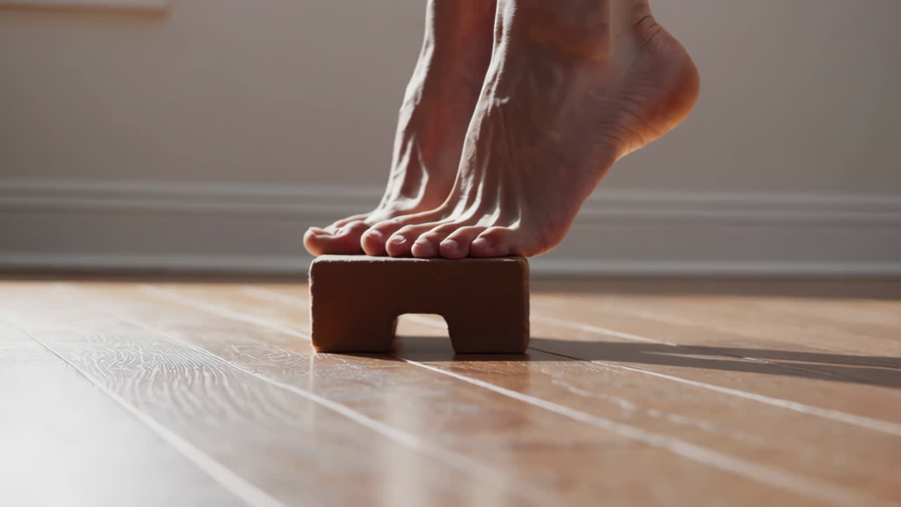 Yoga Feet Elevated on Block