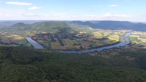 panoramic aerial view from taquari river, in south of brazil