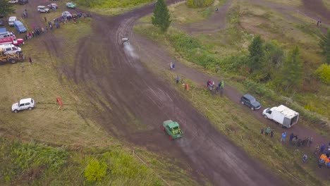 aerial view of off-road race