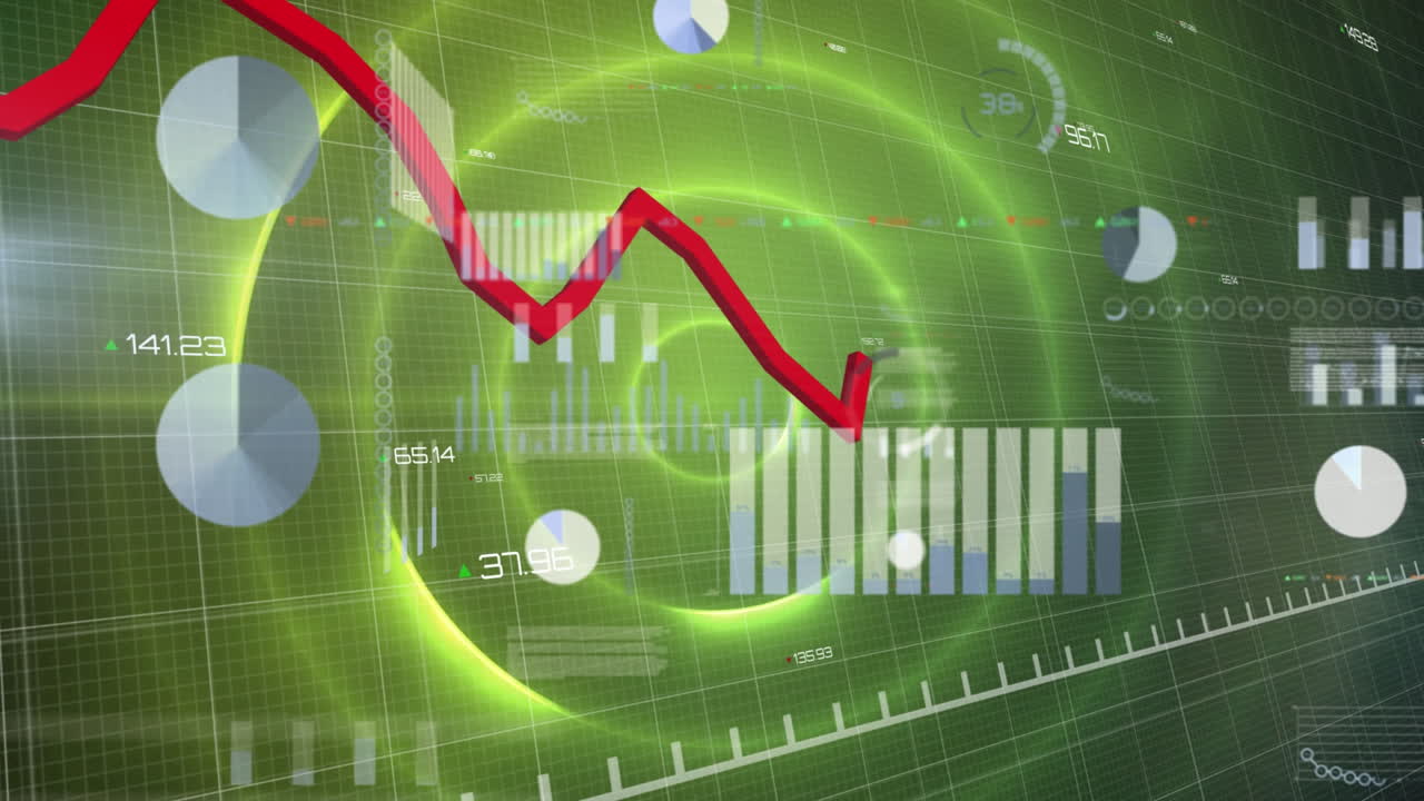 빨간 선과 범위 스캐닝으로 통계 처리의 애니메이션