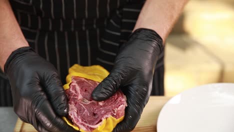 preparing a steak or ribs