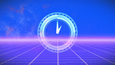 animation of interference over moving clock on blue background