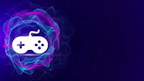 gaming pad icon blue low poly rotating on blue background concept of futuristic games video games