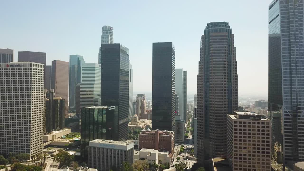 los angeles california vista aérea ascendente sobre el centro de la