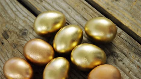 close-up of golden easter eggs