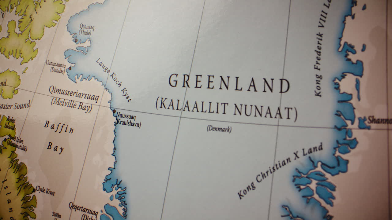 Close-up of a Map Showing Greenland